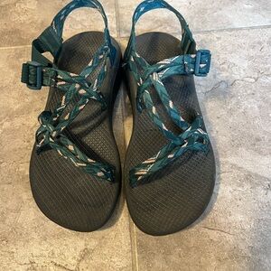 Teal and Black Strappy Sandals